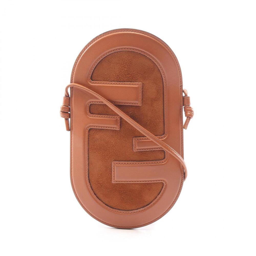 Fendi Phone Holder Shoulder Bag/Handbag, Leather/Suede, Women's, Brown, 7AS055